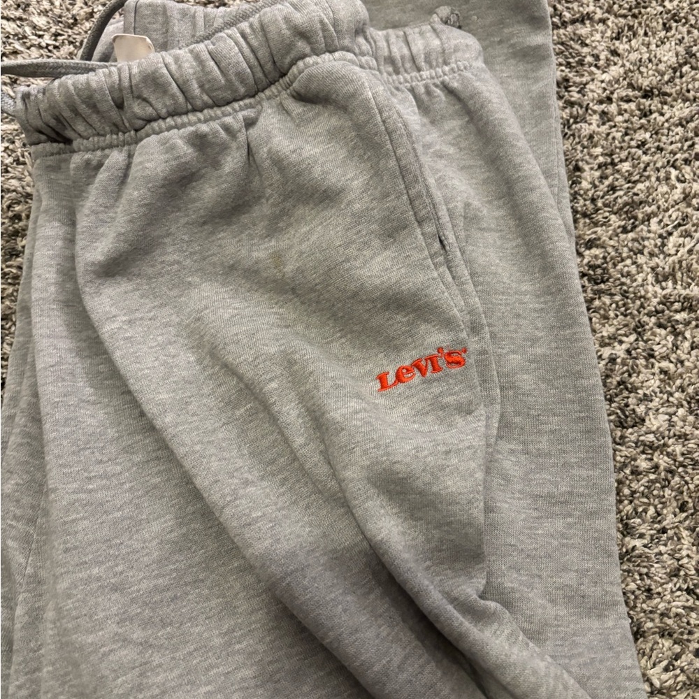 Levi's Light Gray Sweatpants with Red Logo - womens